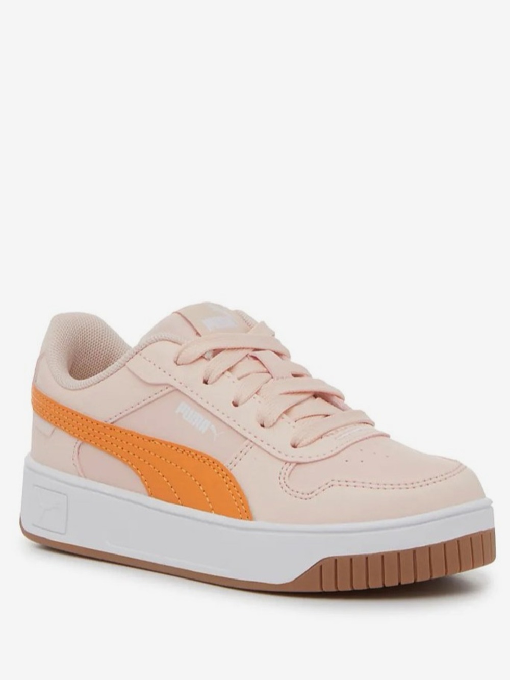 Puma Girls Carina Light Pink Orange 1 Inch Platform Sneakers  Playground Recess